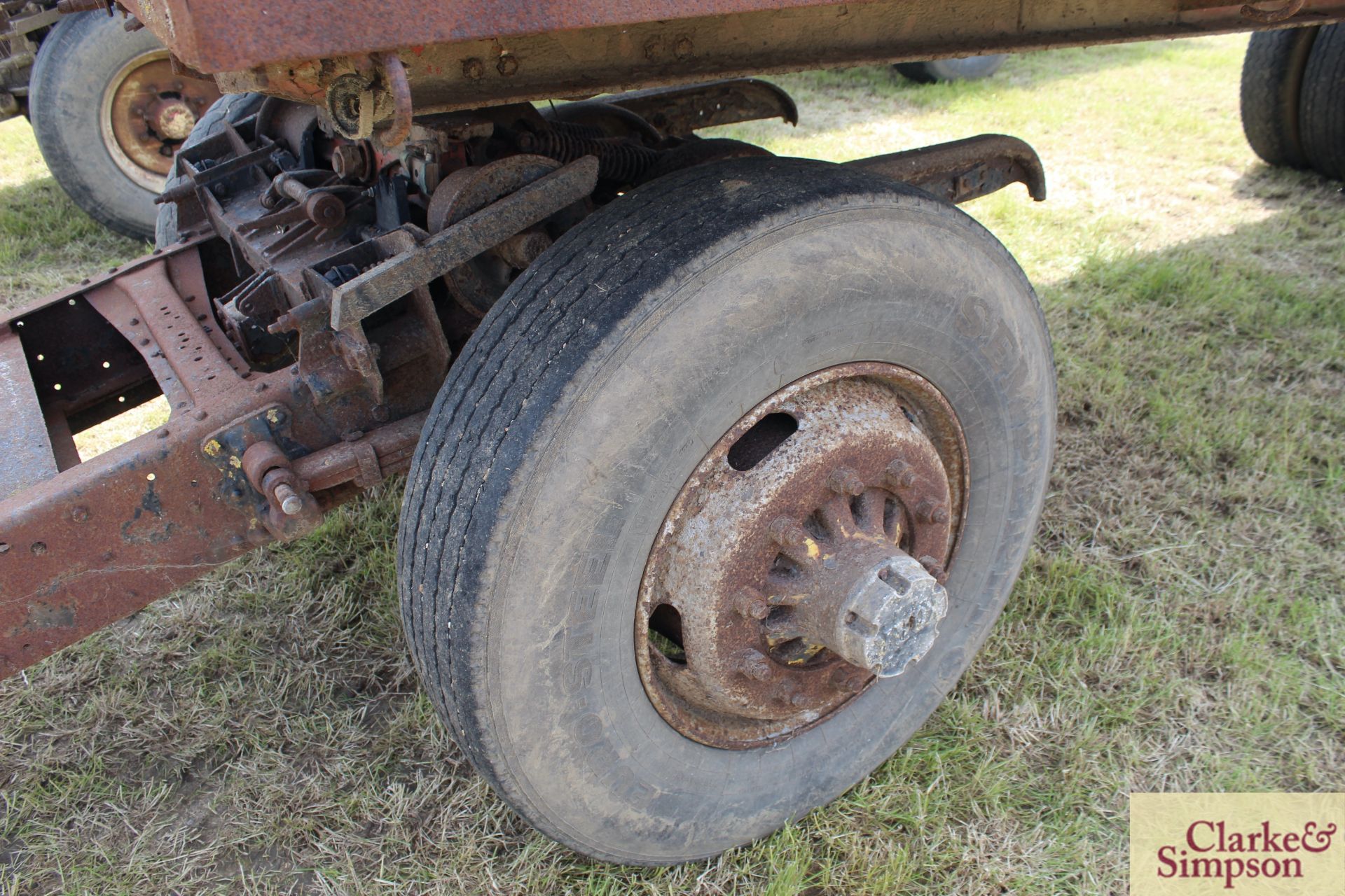 23ft four wheel turntable trailer (ex-Scammel). With twin rear wheels rear draw bar and steel bed. - Image 19 of 19