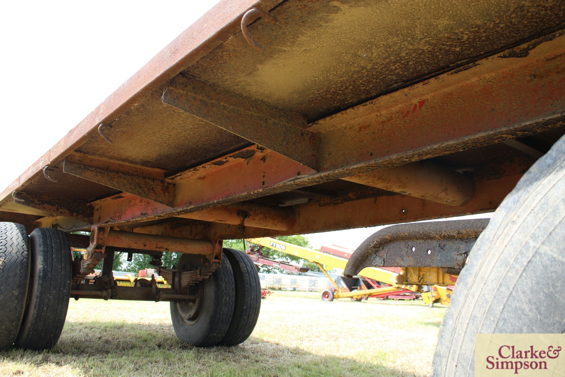 23ft four wheel turntable trailer (ex-Scammel). With twin rear wheels rear draw bar and steel bed. - Image 13 of 19