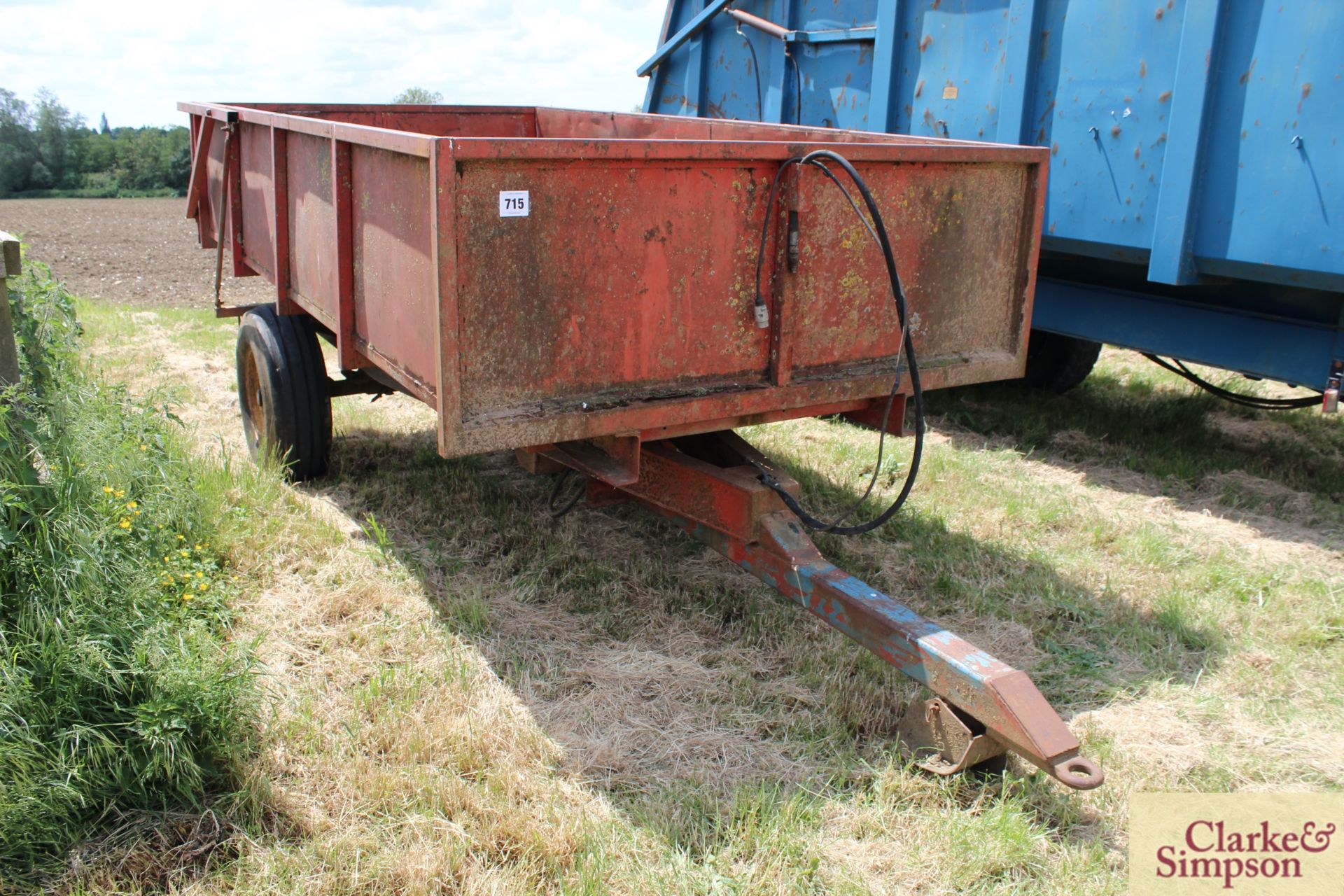 Massey Ferguson 5T single axle tipping trailer. With auto tailgate. LV