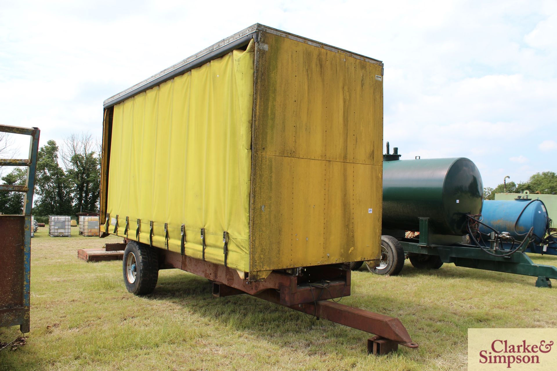 20ft curtain side single axle trailer. With super single wheels and tyres with barn doors. LH