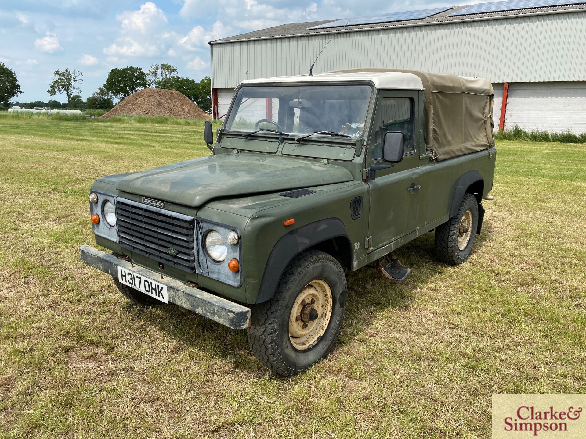 Land Rover Defender 110 single cab pick-up. Registration H317 OHK. Date of first registration 08/