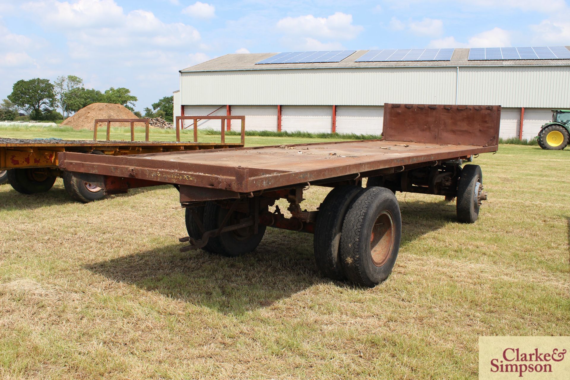 23ft four wheel turntable trailer (ex-Scammel). With twin rear wheels rear draw bar and steel bed. - Image 4 of 19