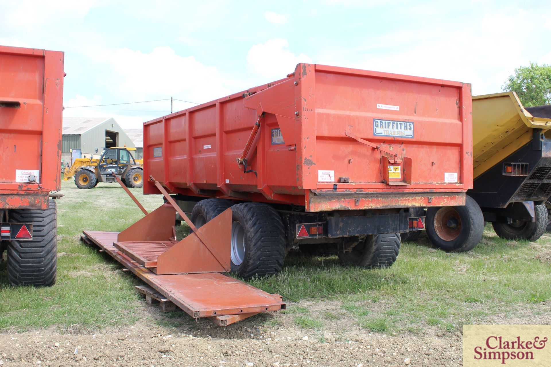 **CATALOGUE CHANGE** Griffiths/ Marston GHS140 14T twin axle tipping trailer. 01/1997. Serial number