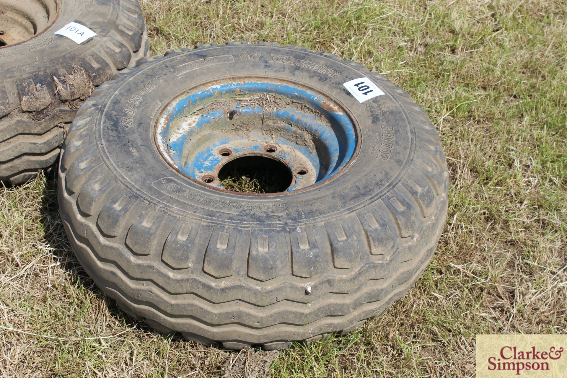 11.5/80-15.3 six stud trailer wheel and tyre. LH - Image 3 of 4