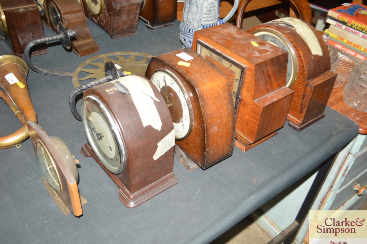 Five mantel clocks