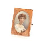 A 9ct gold mounted easel miniature photograph fram