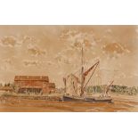 John Western, study of river barge at Woodbridge T