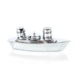 An Art Deco design chrome plated cruet set in the