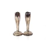 A pair of plated posy vases by Viskemann , of flut