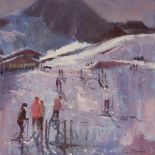 Tina Morgan, "Lifts Closing, Austria", signed oil