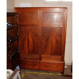 An Art Deco mahogany and pine press cupboard, hand