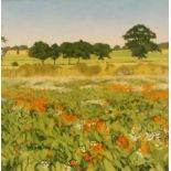 Margot Noyes, "Picnic and Poppies", signed oil on canva