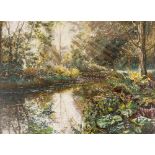 Margaret Glass, pastel study of a river scene, sig