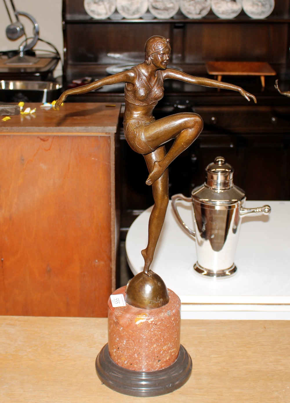 A bronze Art Deco style figure of a dancing girl,