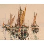 George Chappuis, study of Cannes with fishing vess