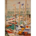 20th Century school, study of yachts in a harbour,