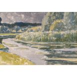 20th century school, Cotswolds river landscape, un