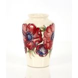 A Moorcroft "Anemone" pattern vase of slender balu
