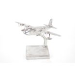 An Art Deco design chrome model of a seaplane, 20c