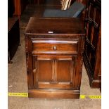 A dark Ercol side cabinet fitted single drawer and
