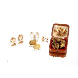 Various 9ct gold ear-rings and cuff-links; white m