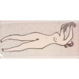 Sanyu, "Nude With Cat", print with stamp, 99cm x 4