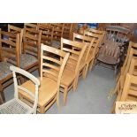 Five beech ladder back dining chairs