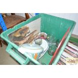 A box containing various glassware, terrine and co