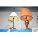 Two table lamps and shades