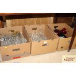 Three boxes of miscellaneous glassware