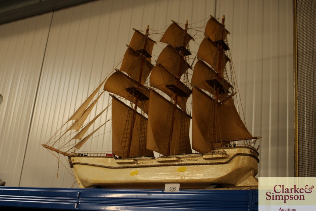 A model three mast sailing ship