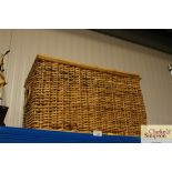 A wicker storage basket