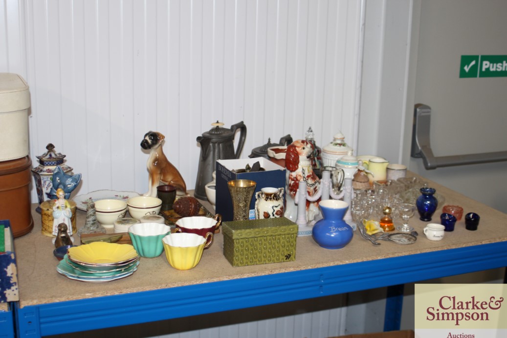 A quantity of various china, brass and glassware t