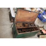 A large wood workers chest and contents of approx.