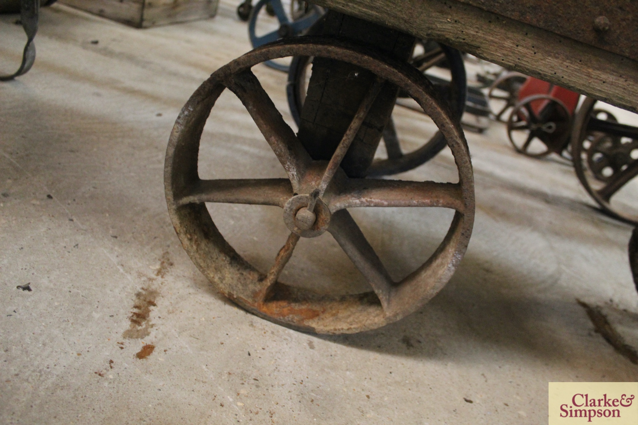 A vintage three wheel railway trolley, one wheel A - Image 7 of 7