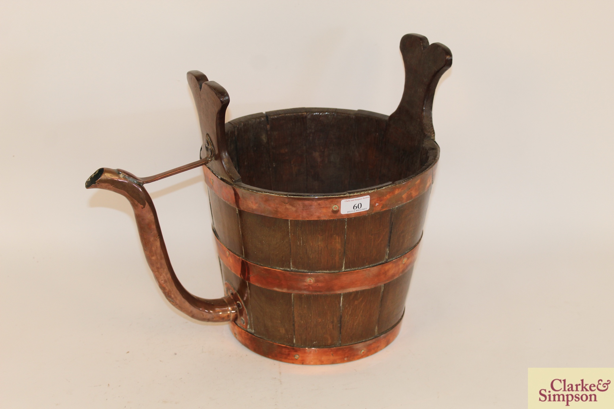A rare 19th Century copper bound coopered oak dair