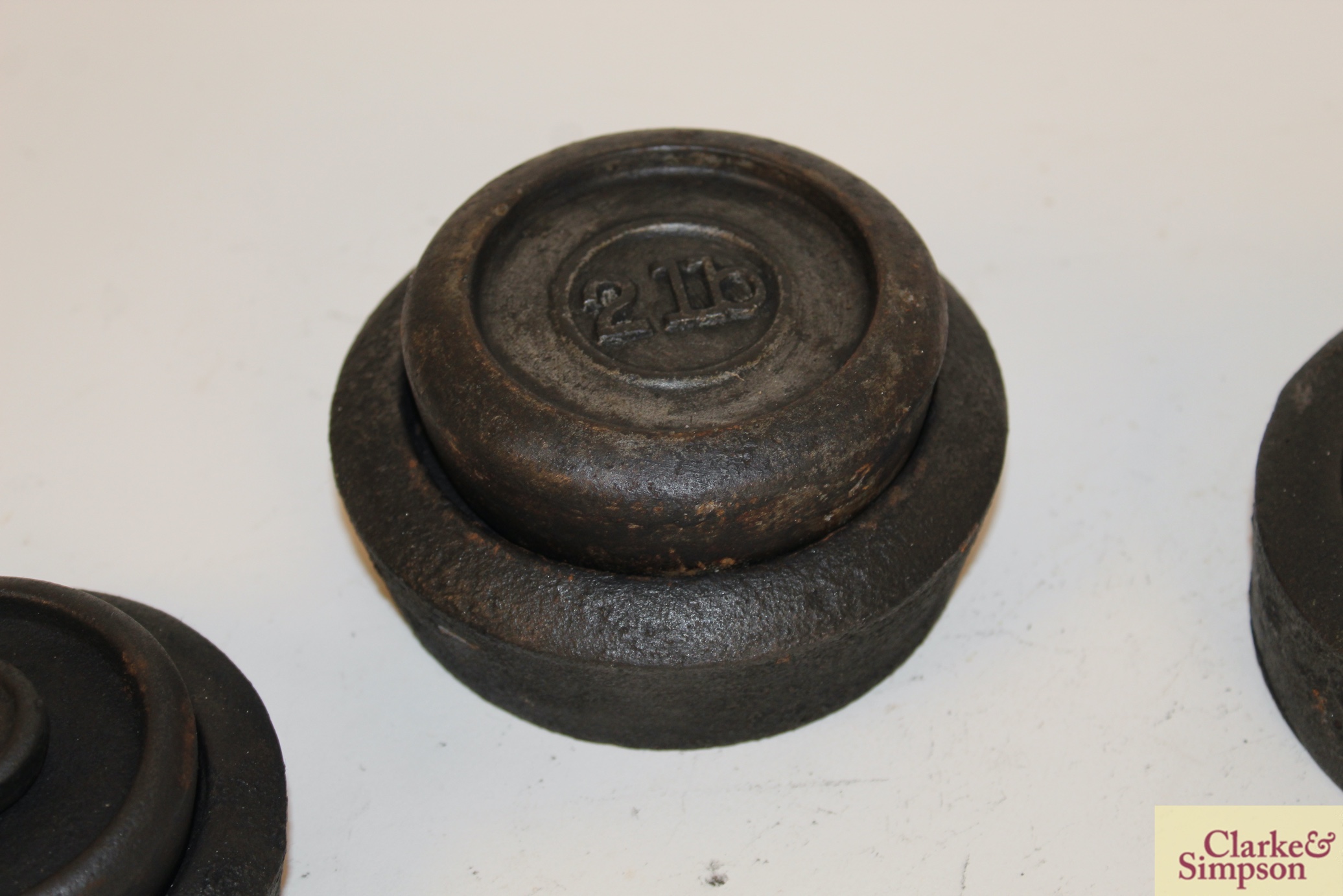 A collection of various iron shop scale weights - Image 3 of 5