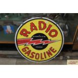 A circular enamel double sided advertising sign fo