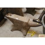 A large iron anvil