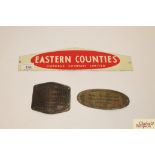 An "Eastern Counties Omnibus Co.Ltd." enamel sign