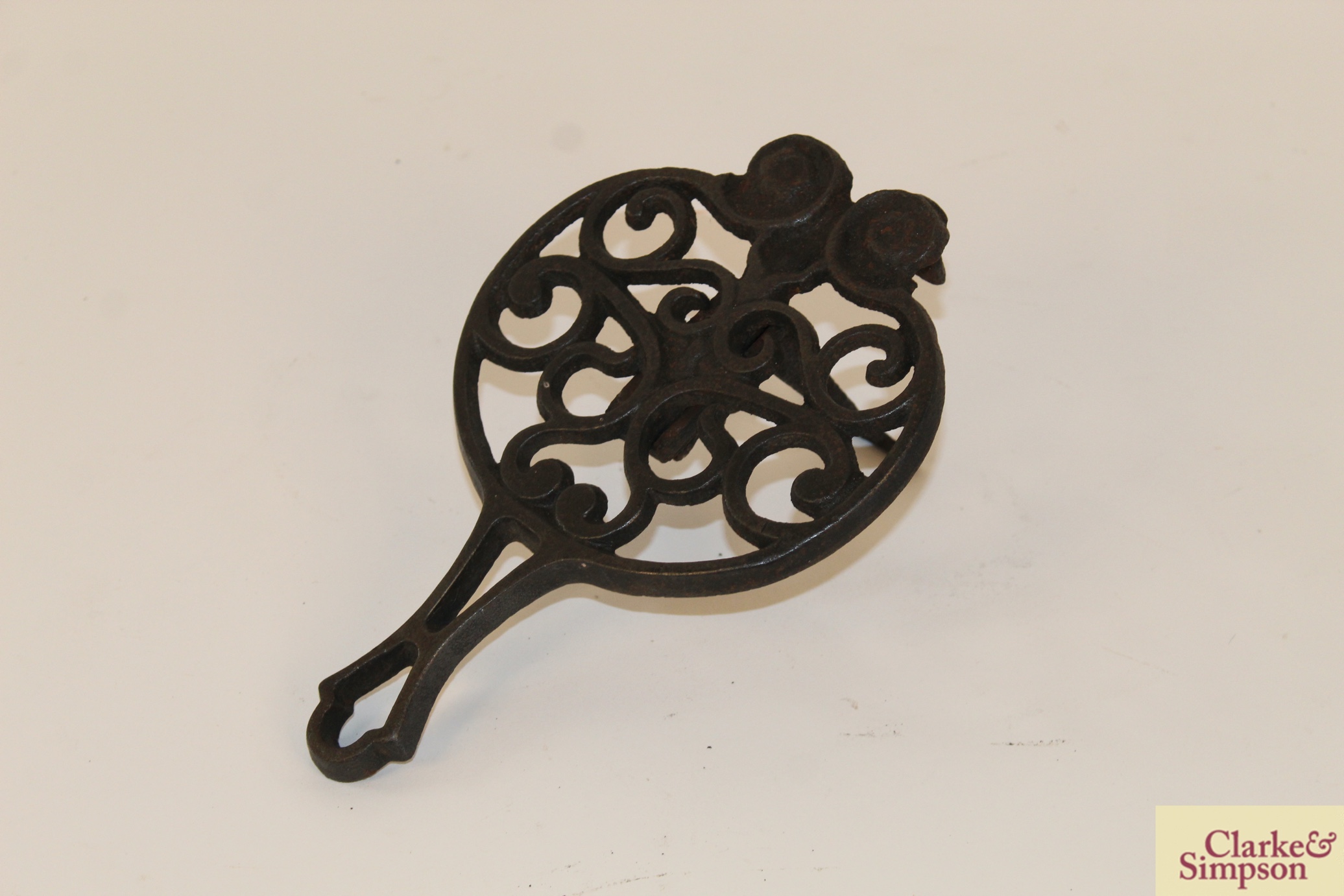 Four various ornate cast iron trivets; two flat ir - Image 6 of 20