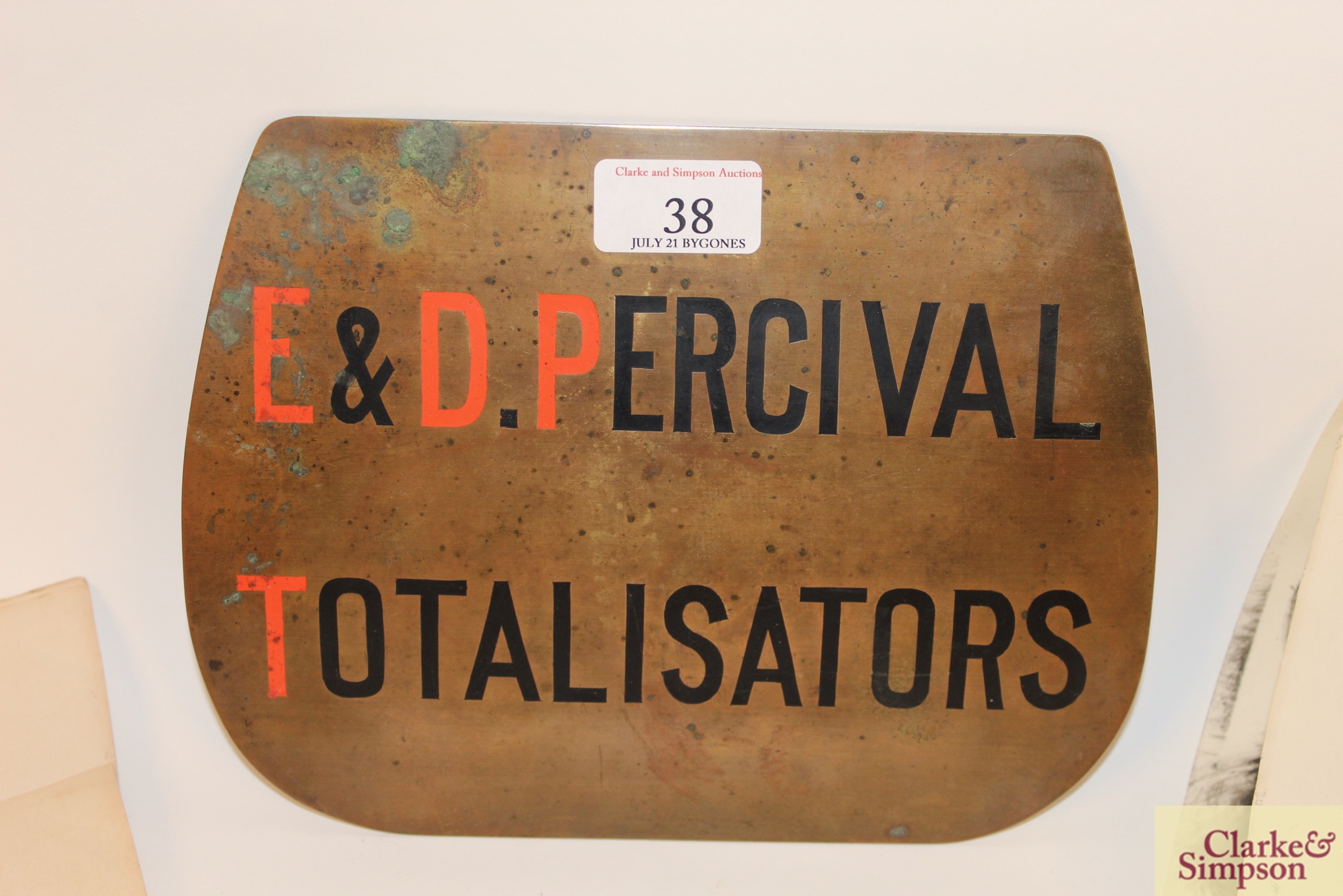 A 1920's / 30's brass trade sign for E & D Percival - Image 2 of 5