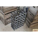 A wooden and metal wine rack