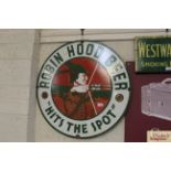 A circular enamel advertising sign "Robin Hood Bee