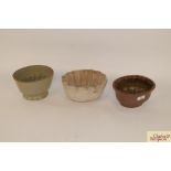 Three Victorian stoneware jelly moulds