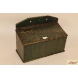 A 19th Century green painted wooden farmhouse cand