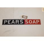 A "Pears Soap" enamel sign, approx. 2¾" x 18½"