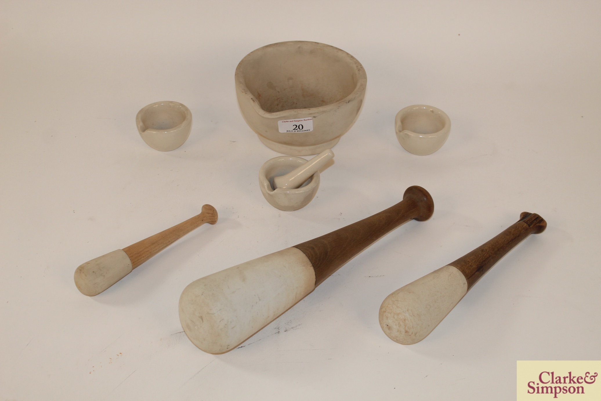 Four various mortars, one medium sized and three s