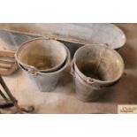 Four swing handled galvanised buckets