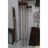 Six various metal flower stakes